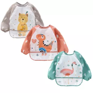 3pcs Set Baby Toddler Kids Waterproof Long Sleeve Bibs Apron Feeding Smock - Picture 1 of 7