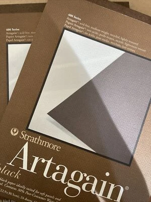 2 Packs Strathmore 445109  Black Artagain Paper Pad 9"x12"- 60lb 48 Sheets Total - Image 1 of 4