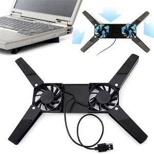 Laptop Desk Support Dual Cooling Fan Notebook Computer Stand USB Rack Hold_cd - Bild 1 von 10