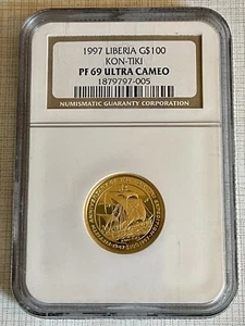 Liberia 1997 Kon Tiki $100 Gold Coin NGC PF69 ULTRA CAMEO SKU# 6312 - Picture 1 of 2