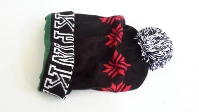 Victoria's Secret ROSA Logo Tejido Copo de Nieve Esquí Medias Sombrero Gorro POM POM Usado Foto 1 de 4