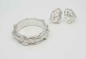 Vintage Frederic Jean Duclos sterling silver electroform bracelet earrings set - Picture 1 of 9