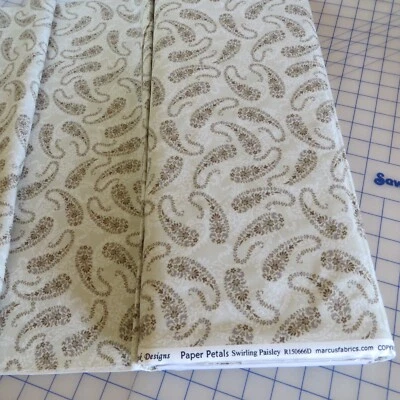 By The Yard, Paper Petals, Paisley On Dark Cream Cotton By Marcus Fabrics - Image 1 of 3