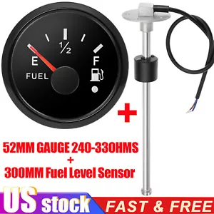 Medidor de nivel de combustible 52 mm 240-33 ohmios con transmisor sensor de nivel de combustible de 300 mm para automóvil barco - Imagen 1 de 15