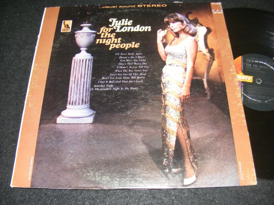 Very Scarce Later Issue JULIE LONDON Stereo Banner FOR THE NIGHT PEOPLE LP Libty - Image 1 of 1