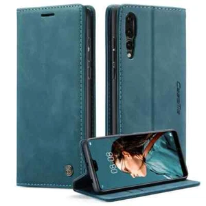Leather Case For Huawei P20 Pro Business Card Holder Wallet Foldable Cover - Picture 1 of 18
