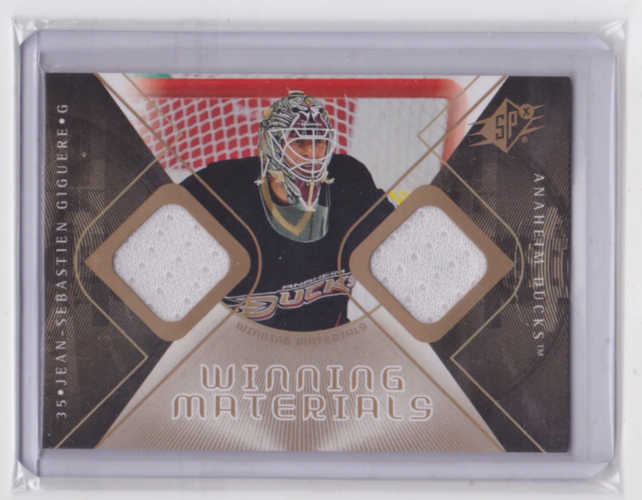 2007-08 UD SPX WINNING MATERIALS INSERT JEAN-SEBASTIEN GIGUERE #WM-JG DUCKS - Image 1 of 2