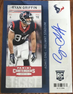 2013 Panini Contenders Autograph SP Ryan Griffin #178B Houston Texans - Image 1 of 2