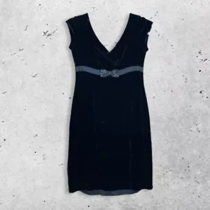 Bloomingdale's Mini Dress Velvet Silk Blend V-Neck Back Zip Sleeveless Black 6P - Picture 1 of 7