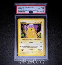 Pikachu 58/102 Red Cheeks 1999 Base Set Shadowless WOTC Pokemon Cards PSA 8*