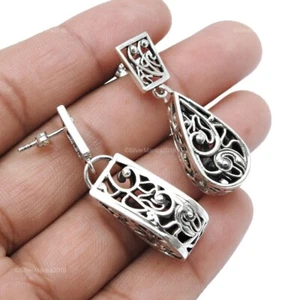 Orecchini Pendenti In Argento Sterling 925 Di Artigianato Indiano J66 - Foto 1 di 6