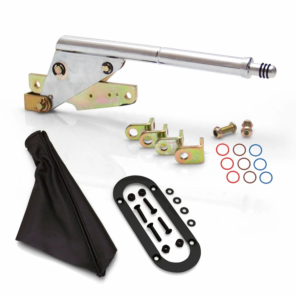 Emergency Parking Brake Floor Mount w Black Boot and Trim Ring fits Lokar Cables - Image 1 of 3