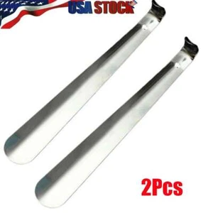 2X Extra Long 20" Handle Shoe Horn Stainless Steel Handled Metal Shoehorn Horns - Picture 1 of 8