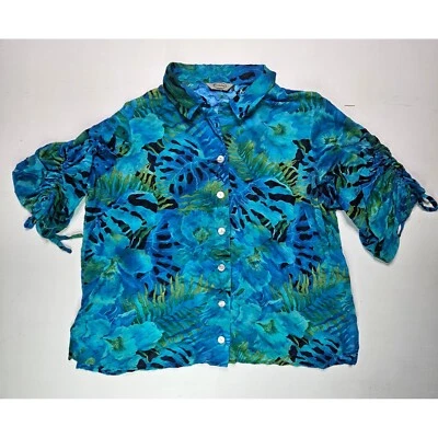 Blusa Stonebridge Feminina Cobertura Azul Floral Fina Tamanho XL? Manga 3/4 - Imagem 1 de 4