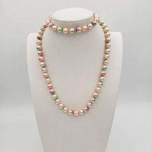Joan Rivers Faux Pearl Pastel Multi Color Necklace 32-36 Inches - Picture 1 of 14