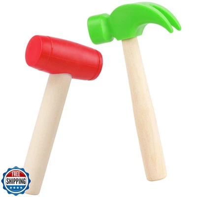 Martillos de madera de simulación de martillos de juguete Waenerec 2 piezas pequeña garra de plástico para niños pequeños Foto 1 de 4