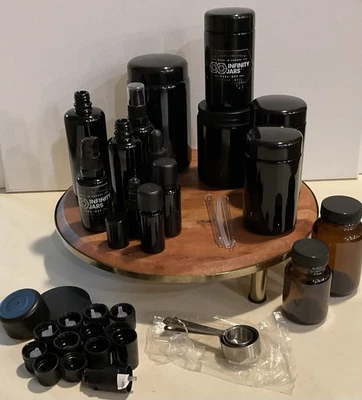 Frascos INFINITY de vidrio negro ultravioleta - Gran lote de 13 extras más nuevos Foto 1 de 4