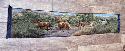 Tapestry Table Runner Horses Mustangs Western Southwestern Desert 72" Country - Image 1 of 4