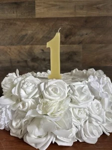 Large Number Candle Big Birthday 6" Natural Beeswax Cake Topper Handmade - Picture 1 of 10