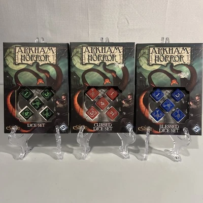Arkham Horror dice sets Black & Green Dice, Blessed, Cursed New OOP FFG - Image 1 of 4
