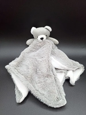 Très grand doudou couverture ours plat - fausse fourrure - doux - gris - Photo 1/3