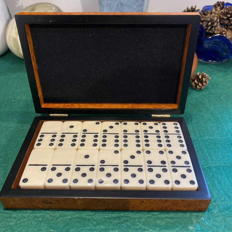 New Set of PVC Dominoes Set In Wood Effect Box - Image 1 of 4