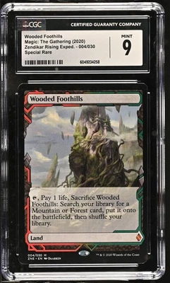 WOODED FOOTHILLS Zendikar Rising Expeditions Mythic CGC 9 MTG [Nostalgium] - Image 1 of 2
