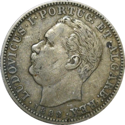 India Portuguesa Plata Uma Rupia 1882 Luis I Precioso Grado NP2 Foto 1 de 2
