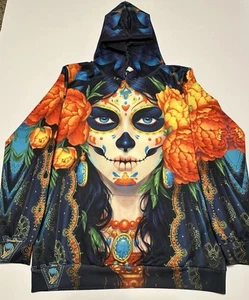 Day of the Dead "Dia de los Muerto" Pullover Felpa con Cappuccio Uomo Taglia S/M - Foto 1 di 6