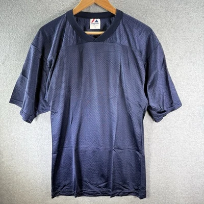 Винтажная мужская тренировочная футболка Majestic с синей спортивной сеткой размер Small США - Изображение 1 из 4