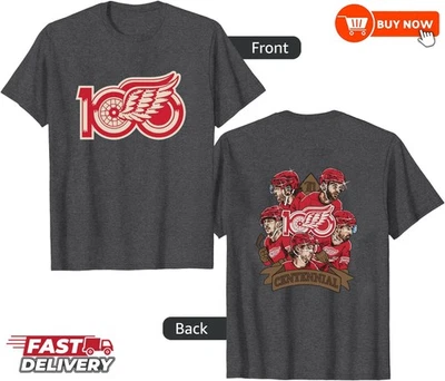 Detroit Red Wings 100th Anniversary 1926-2026 NHL TShirt - Multicolors, S-5XL - Image 1 of 4