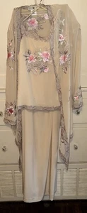 Sue Wong Vintage Floral Embroidered Silk 3-Piece Cami, Pants & Jacket 4 - Picture 1 of 9