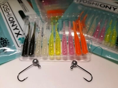 FISHINGFIEND 10 x 4cm Micro Soft Jig Dropshot Köder mit 2 1g Vorrichtungsköpfen Barsch Kanal LRF Japan