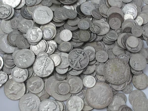 Lote de 1 onza estándar 90% monedas chatarra de plata 1 medio dólar incluido lingotes - Imagen 1 de 1