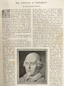 Images Likenesses Portraits Pictures Shakespeare Rare Old Antique Article 1894 - Picture 1 of 7