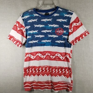 MAUI AND SONS Men's Small T-Shirt Logo Graphic Print Short-Sleeve Blue Red Shark - Picture 1 of 9