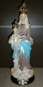 ANCIENNE STATUE RELIGIEUSE/ND DES VICTOIRES/VIERGE A ENFANT JESUS/PLATRE/H.47/12 - Picture 1 of 8