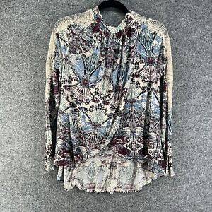 Free People Shirt Womens XS Multicolor Boho Lagenlook Comfort Lace Long Sleeve