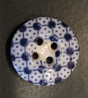 Pristine Blue  China Calico Antique Button ~Dots Design  Pattern # 134