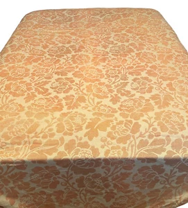 Vintage Morgan Jones Jacquard Woven Peach Floral Bedspread Crochet Fringe Twin - Picture 1 of 6
