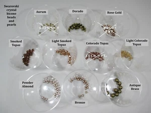 Swarovski crystal bicone beads and pearls in brown tones 2/2, various sizes - Picture 1 of 16