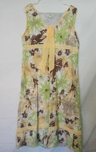 Cato Women's Dress Size 14 Fully Lined Yellow Brown Green Floral Side Zip - Picture 1 of 8
