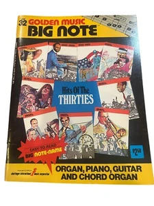 Vintage Golden Music Big Notes Sheet Music Hits Of The Thirties Organ Piano - Picture 1 of 7