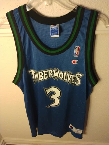 VTG 90s Champion Stephon Marbury Minnesota Timberwolves Jersey Sz 40 USA Made Cover