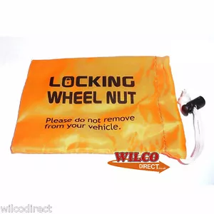 Fluorescent Orange Locking Wheel Nut / Bolt Key Tool Handy Sting Bag Universal - Picture 1 of 4