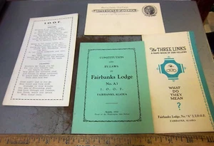 Fairbanks Alaska Order of Odd Fellows 1932 by-laws, post card, hand book, songs - Picture 1 of 6