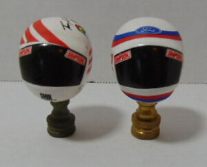 Two NASCAR Helmet Lamp Finials - VTG. Kellogg's Cornflake and #2 Ford