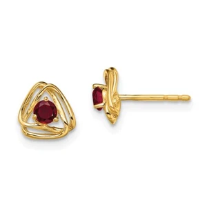 7.3mm 14K Yellow Gold Lab-Created Ruby Post Earrings - Picture 1 of 2