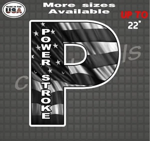 Power Stroke decal American Flag Vinyl Stickers | Diesel Truck Window Stickers  - Picture 1 of 1