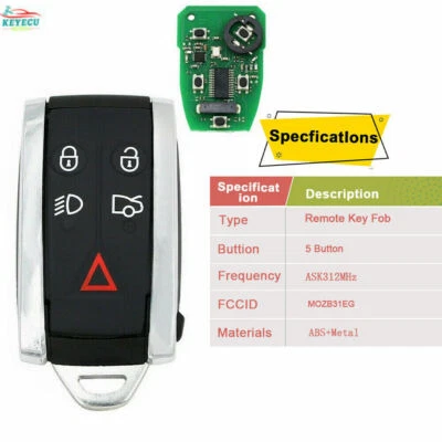 for Jaguar XF XFR XK XKR KR55WK49244 Replacement Remote Key Fob 315MHz PCF7953A Foto 1 de 4